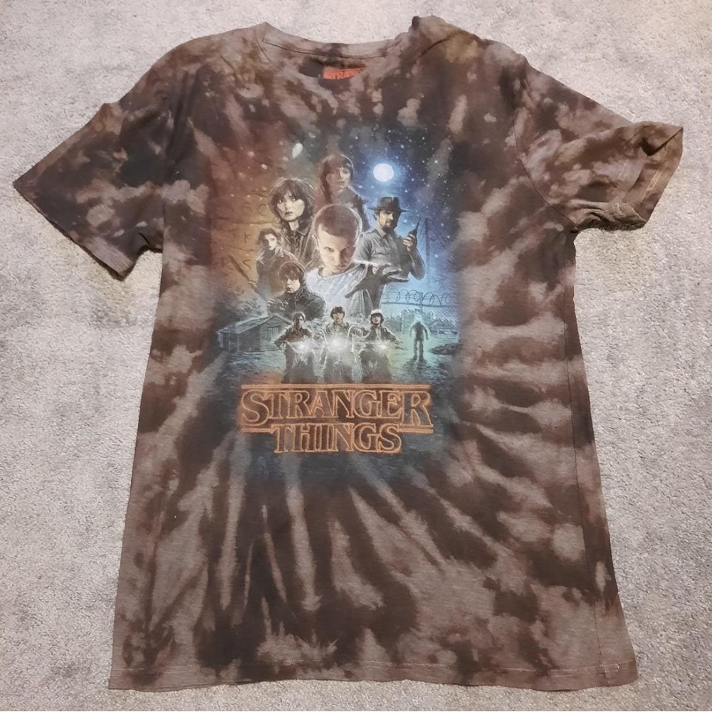 Upcycled bleached Strangers Things tee